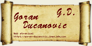 Goran Ducanović vizit kartica